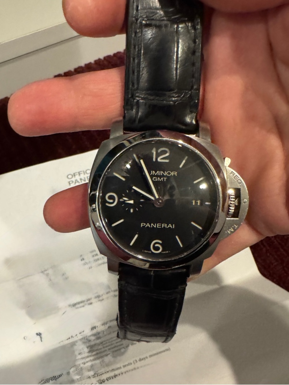 Panerai Luminor GMT Black Dial with Black Leather Strap + 3 Straps